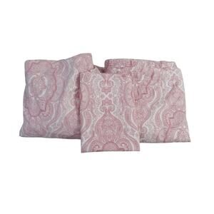 Ralph Lauren RLL Red White Paisley Medallion King Sheet Set Cotton Flaw